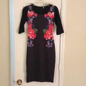 Black Floral BodyCon Dress